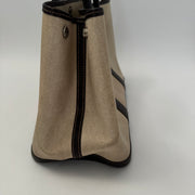 HERMES Toile Buffle Gala Garden Party Tote 36 MM Marron Fonce