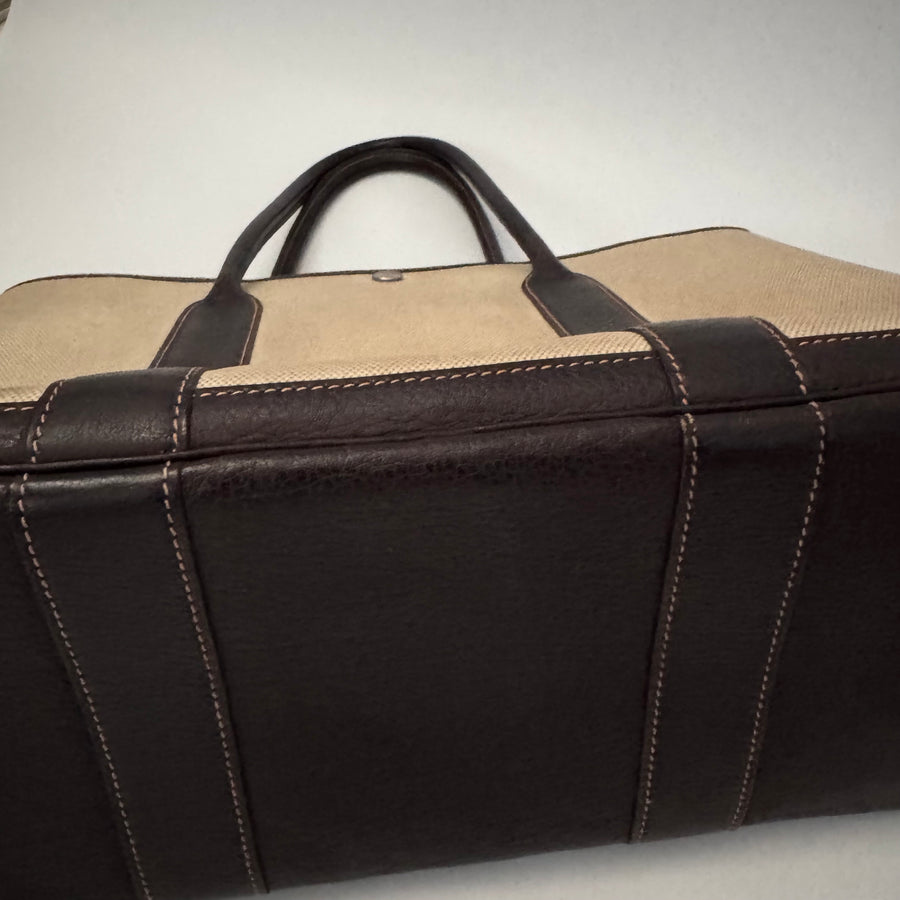 HERMES Toile Buffle Gala Garden Party Tote 36 MM Marron Fonce