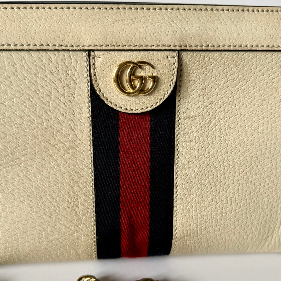 GUCCI GG Ophidia Small Shoulder Bag, Mystic White (Cream) Calfskin Leather