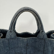 PRADA Denim Canapa Logo Tote Bleu