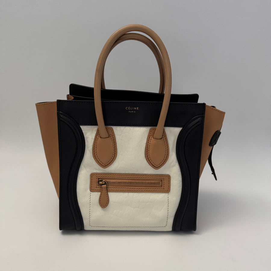 CELINE  Micro Tricolor Calfskin Luggage Tote