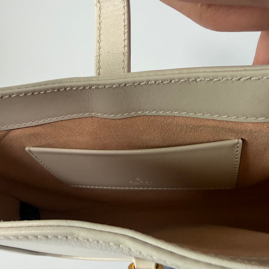 GUCCI White Smooth Leather Jackie 1961 Mini Shoulder Bag