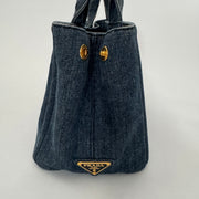 PRADA Denim Canapa Logo Tote Bleu