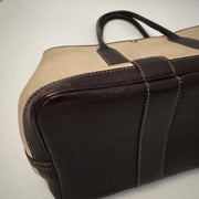 HERMES Toile Buffle Gala Garden Party Tote 36 MM Marron Fonce