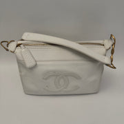 CHANEL Calfskin Timeless CC Shoulder Bag, White