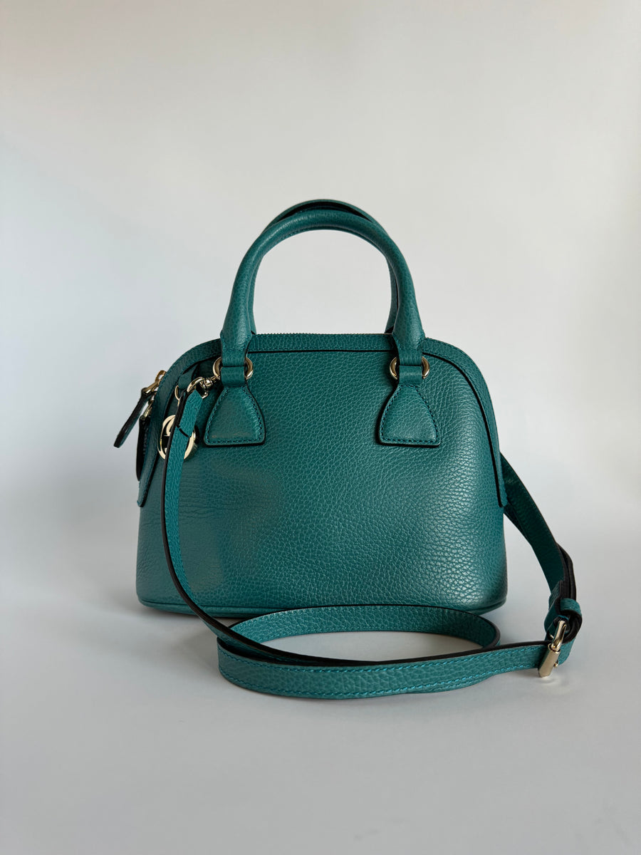 Gucci Leather Interlocking Dome Two-way Bag  - Teal