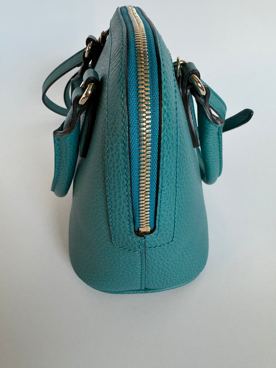 Gucci Leather Interlocking Dome Two-way Bag  - Teal