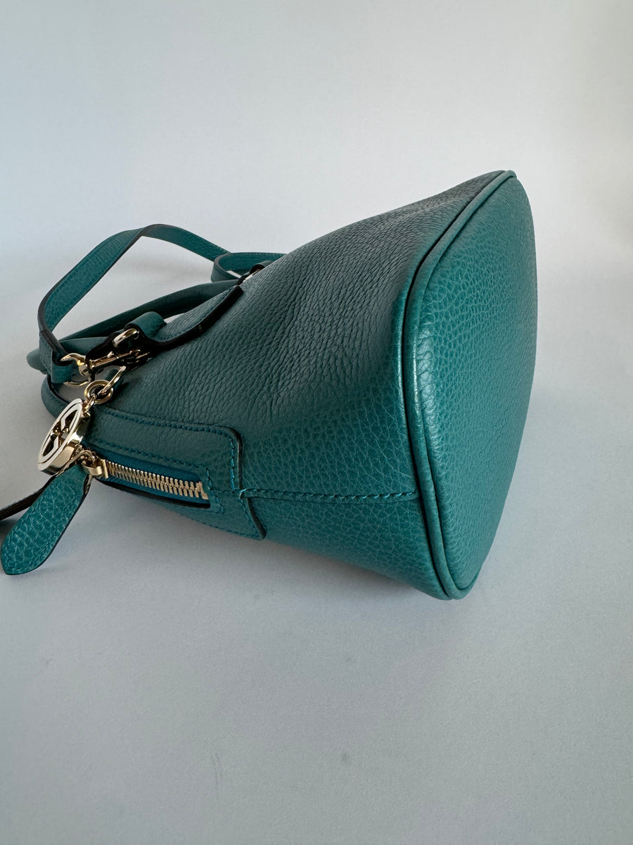 Gucci Leather Interlocking Dome Two-way Bag  - Teal