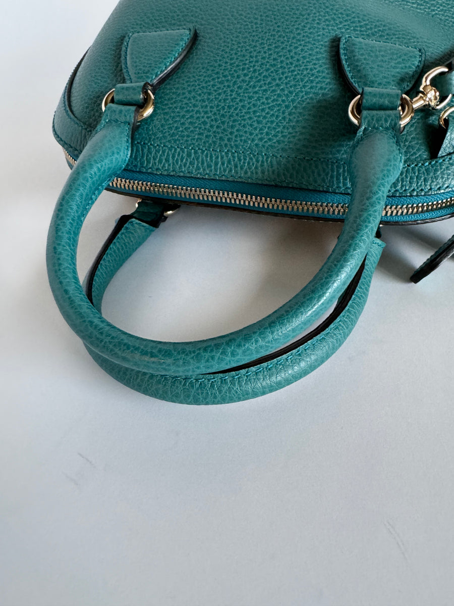 Gucci Leather Interlocking Dome Two-way Bag  - Teal