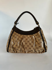 Gucci GG Crystal Coated Canvas Abbey Shoulder Bag small brown