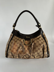 Gucci GG Crystal Coated Canvas Abbey Shoulder Bag small brown