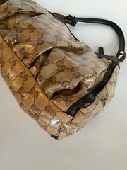 Gucci GG Crystal Coated Canvas Abbey Shoulder Bag small brown