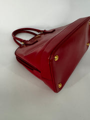 Prada Saffiano Vernice Open Promenade Tote - Rosso Medium