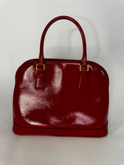 Prada Saffiano Vernice Open Promenade Tote - Rosso Medium