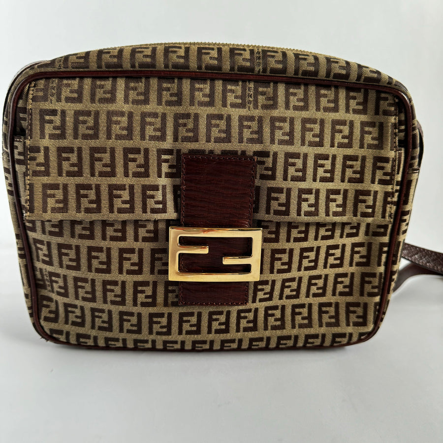 Fendi Front Pocket Camera Bag - Zucchino Canvas Medium Brown