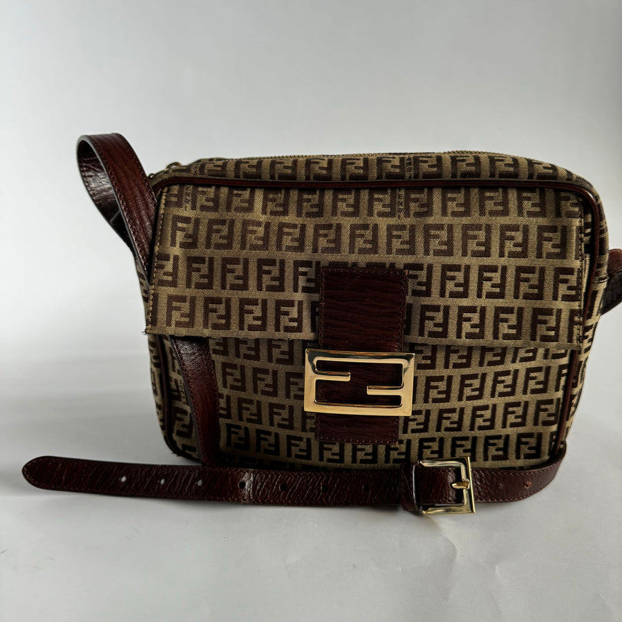 Fendi Front Pocket Camera Bag - Zucchino Canvas Medium Brown