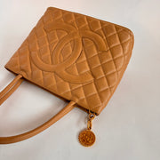 Chanel Caviar Quilted Medallion Tote Beige