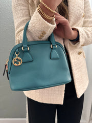 Gucci Leather Interlocking Dome Two-way Bag  - Teal