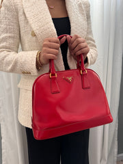 Prada Saffiano Vernice Open Promenade Tote - Rosso Medium