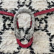 Gucci Tweed GG Monogram Mini Dionysus Wallet on Chain Bag White Black Romantic Cherry