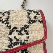 Gucci Tweed GG Monogram Mini Dionysus Wallet on Chain Bag White Black Romantic Cherry
